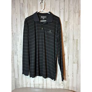 Mens‎ Pebble Beach Longsleeve Polo Shirt Black and Gray XL